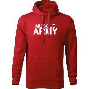DRAGOWA мъжки суитшърт с качулка Muscle Army, червен, 320 г/м2 (5708)