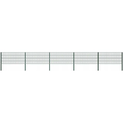 Železný plotový panel se sloupky, 8,5 x 0,8 m, zelený