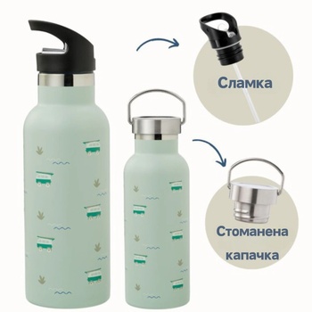 Fresk : 2 в 1 Бутилка и термос от неръждаема стомана с вградена сламка 500мл - Surf Boy (FR-FD320-11)