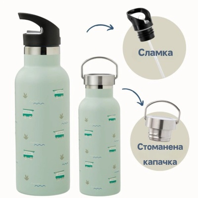 Fresk : 2 в 1 Бутилка и термос от неръждаема стомана с вградена сламка 500мл - Surf Boy (FR-FD320-11)