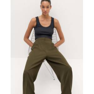 Marks & Spencer Плисирани панталони със широки крачоли Marks & Spencer зелена Marks & Spencer | Zelen | ЖЕНИ | 12 SHORT