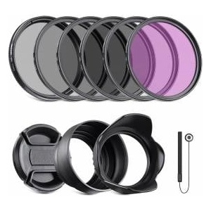 NEEWER 77mm ND Filter Kit and Lens Accessories, ND2 ND4 ND8 UV FLD CPL (Circular Polarizing) Filter Set with Lens Cap/Tulip Lens Hood - 10101725