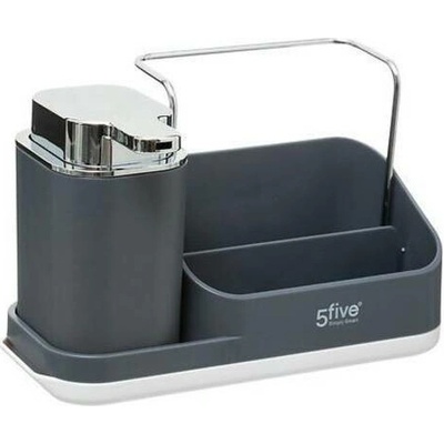Šedý moderní dávkovač na mycí prostředek a organizér do kuchyně Sink Caddy 5five
