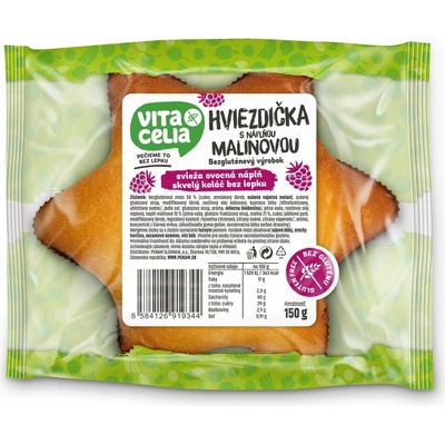 Vitacelia Hvězdička bezlepková s náplní malinovou 150 g