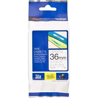 Páska do štítkovače Brother TZE-161, 36 mm, černý tisk/průsvitný podklad, originál
