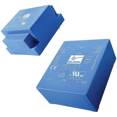BLOCK FL 8/9 plochý transformátor 2 x 115 V/AC 2 x 9 V/AC 8 VA