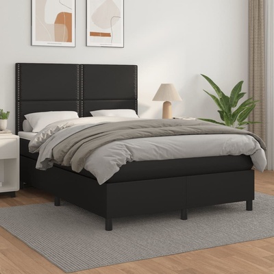 Petrashop 3142785 boxspring postel s matrací černá umělá kůže