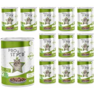 HERMOS Prostar Jelly Adult Cat Food Lamb - Пълоценна храна за пораснали котки, консерва с агне в желе 400 гр х 12 броя в стек, Турция