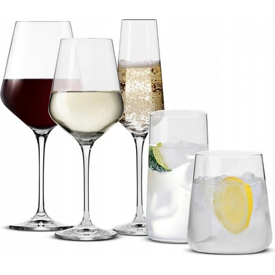 Krosno Skleničky na šampaňské skleničky na whisky skleničky na bílé víno skleničky na červené víno koktejlové skleničky Avant-Garde bezbarvé 20 x 490 ml