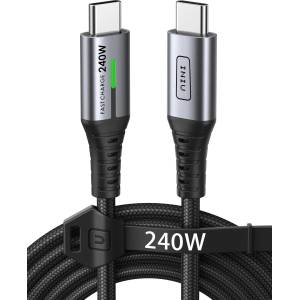  Плетен кабел USB-C към USB-C INIU 240W, 2м (за MacBook и iPhone) (DI-D7CC_1)