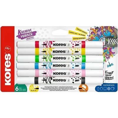 Kores Kreative Marker akrylové oboustranný hrot 2 v 1 set 6 barev – Zboží Dáma Kores Kreative Marker akrylové oboustranný hrot 2 v 1 set 6 barev – Zboží Dáma