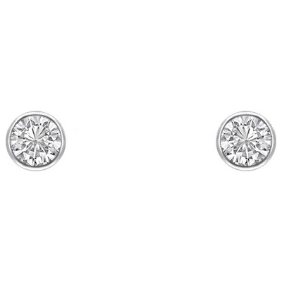 Eppi Strieborné minimalistické bezel náušnice s lab-grown diamantmi Viosa E48523
