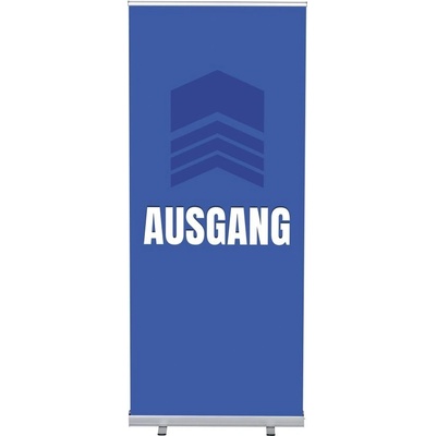 Jansen Display Set Roll-baneru Budget s vytištěným motivem, Východ, modrý, německy, 870 x 2080 mm