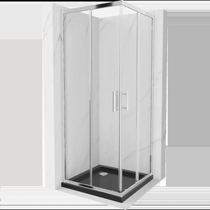 Mexen Rio квадратна душ кабина 90 x 90 см, прозрачна, хром + плосък поддушов (860-090-090-01-00-4070)