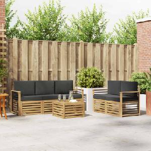 vidaXL Комплект дивани за открито 6 бр. Бяло и антрацит Полиестер (3391407)