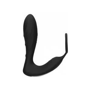 Ouch! by Shots E-Stim Vibrating Plug & Adjustable Ring Set with Remote Control Black