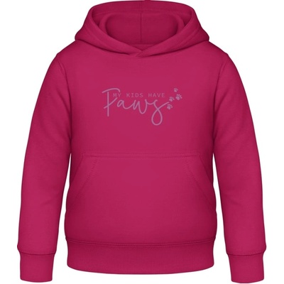 AWDis detská mikina s kapucňu Dizajn Moje deti majú labky Zvodná ružová