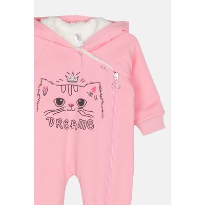 JOYCE Dívčí overal s kožíškem KITTY OUTERWEAR Světle růžová