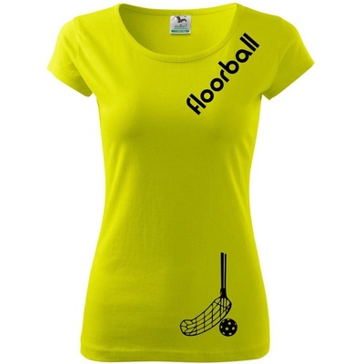 Floorball nápis šikmo Pure dámske tričko Limetková