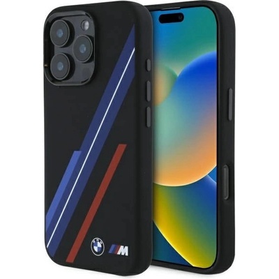 BMW Силиконов калъф BMW Random Lines MagSafe за iPhone 16 Pro Max - черен (3666339324919)
