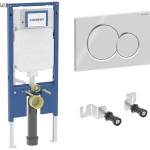 Geberit Казанче за вграждане с рамка Geberit Duofix Sigma, комплект за фиксиране и бутон Sigma01, гланциран хром (111.796.00.2+115.770.21.5)
