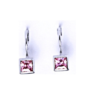 Čištín Stříbrné náušnice , zirkon pink VE 6 7637