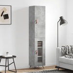 vidaXL Висок шкаф, бетонно сив, 34, 5x34x180 см, инженерно дърво (3199021)
