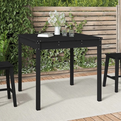 vidaXL Градинска маса черна 82, 5x82, 5x76 см масивна борова дървесина (823966)
