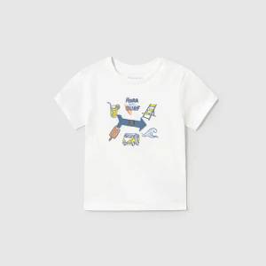 MAYORAL Тениска къс ръкав play surf в бял цвят за мини момче Майорал