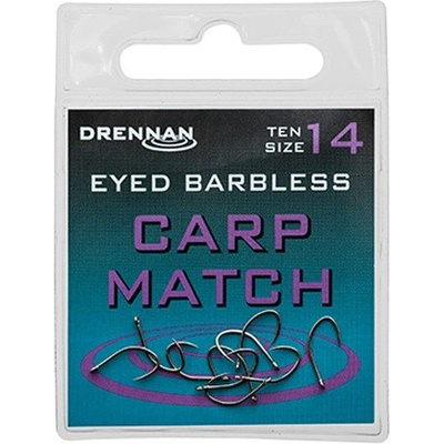 Drennan bez Protihrotu Eyed Carp Match Barbless vel.10 10 ks