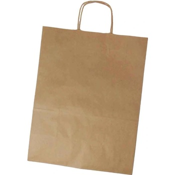 Papierová taška s krúteným uchom, 41x32x16 cm, hnedá