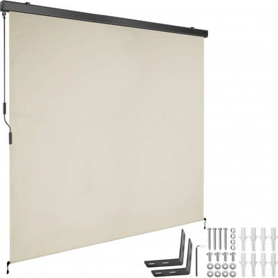 tectake 406137 svislá markýza eloise se 2 nástěnnými držáky - 140 x 250 cm,béžová