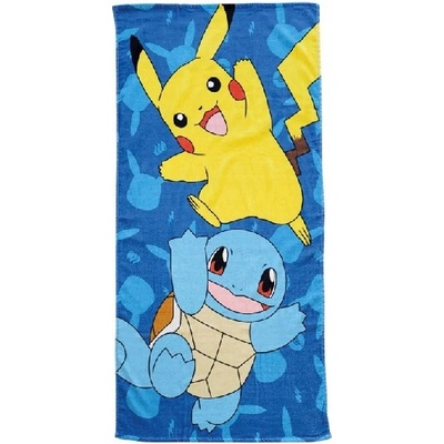 Halantex plážová osuška Pokémoni motiv Pikachu a Squirtle 70 x 140 cm