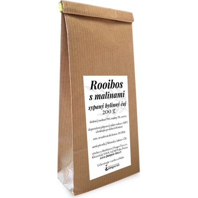 Růžová čajovna Pangea Tea Rooibos s malinami čaj nečaj 200 g
