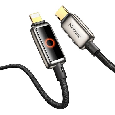 Mcdodo Кабел за данни - Mcdodo (CA-6670) - с дишаща LED светлина, USB-C → Lightning, Auto Power Off, 36W, 1.2m - Черен