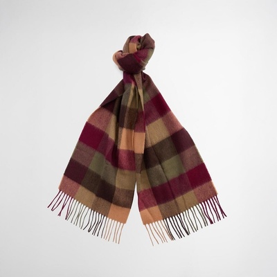 Kostkovaná ze 100% jehněčí vlny Barbour Large Tattersall Scarf Tawny Port
