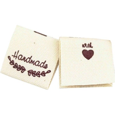 Pro Háčkování Látková cedulka Handmade bílá natural s větvičkami