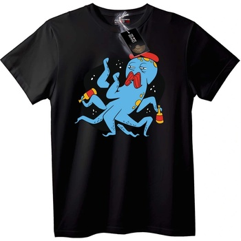 NOONEBRAND Тениска Пиян Октопод - 6XL, Black