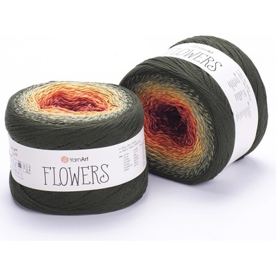 Yarn Art příze Flowers 302 bordó, žlutá, vojenská zelená