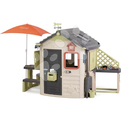 Smoby Domček s posedením pod slnečníkom Jura Lodge Life s kŕmidlom pre vtáčiky