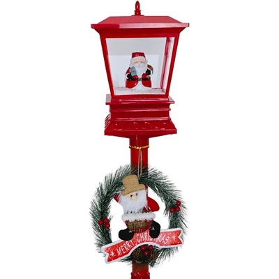 RB-nakuplevne Vánoční pouliční lampa se sněžením 120 cm Santa červená