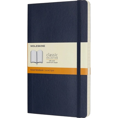 Moleskine Тефтер с меки корици Moleskine Classic Ruled - Син, линирани листове