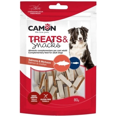Camon Treats Snacks - лакомство за куче, меки хапки в формата на сандвич с сьомга и треска 80 гр, Италия - AE806