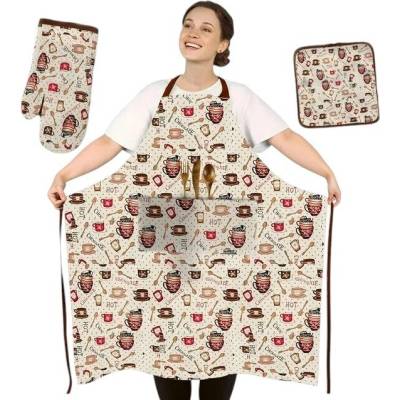 Готварска престилка, ръкохватка и ръкавица с апликации