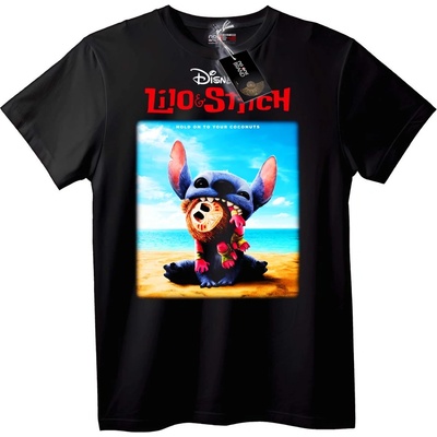 NOONEBRAND Тениска Lilo & Stitch Кокосов Плаж - XXS, Black