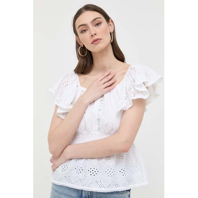 GUESS Памучна блуза Guess дамска в бяло с изчистен дизайн (W3GH89.WFG40)