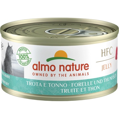 Almo Nature 24х70г HFC Natural Almo Nature, консервирана храна за котки - пъстърва и риба тон в желе