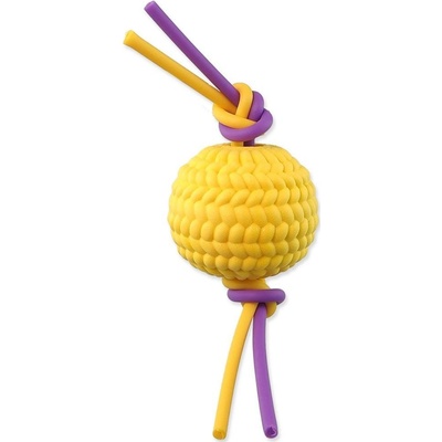 Dog Fantasy Hračka loptička penová žltá s TPR flexi lanami 22 x 6,5 x 6,5 cm