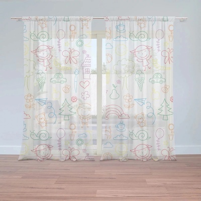 Záclony Barevná školka: 2 ks - 150x250 cm - Sablio