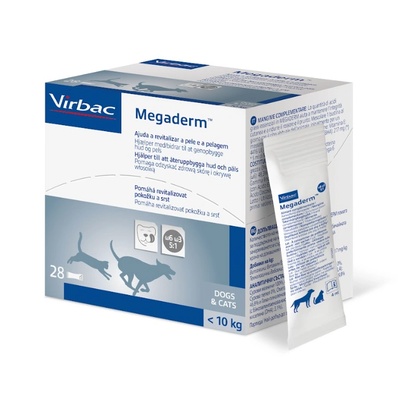 Virbac Megaderm 28x4 мл хранителна добавка за кучета и котки до 10 кг при кожни проблеми